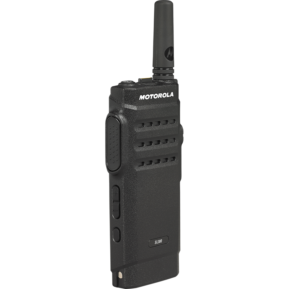 MOTOROLA SOLUTIONS AAH88JCP9JA2AN MOTOROLA MOTOTRBO SL300 PORTABLE VHF DIGITAL / ANALOG 99-CHANNEL TWO-WAY BUSINESS RADIO WITH DISPLAY - 136-174 MHZ, 3W
