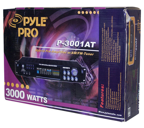 Pyle P3001AT 3000W Hybrid Pre Amplifier with AM/FM Tuner