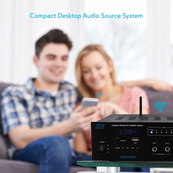 Bluetooth Public Address Amplifier - Compact PA Speaker & Microphone Receiver System with 70V/100V Output, MP3/USB/SD Readers, FM Radio (500 Watt)