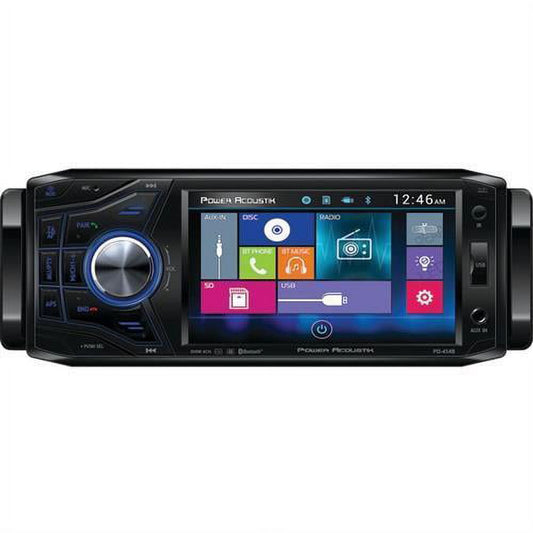 POWER ACOUSTIK PD-454B 4.5 Single-DIN In-Dash Oversized & Detachable LCD Touchscreen DVD Receiver with Bluetooth(R)