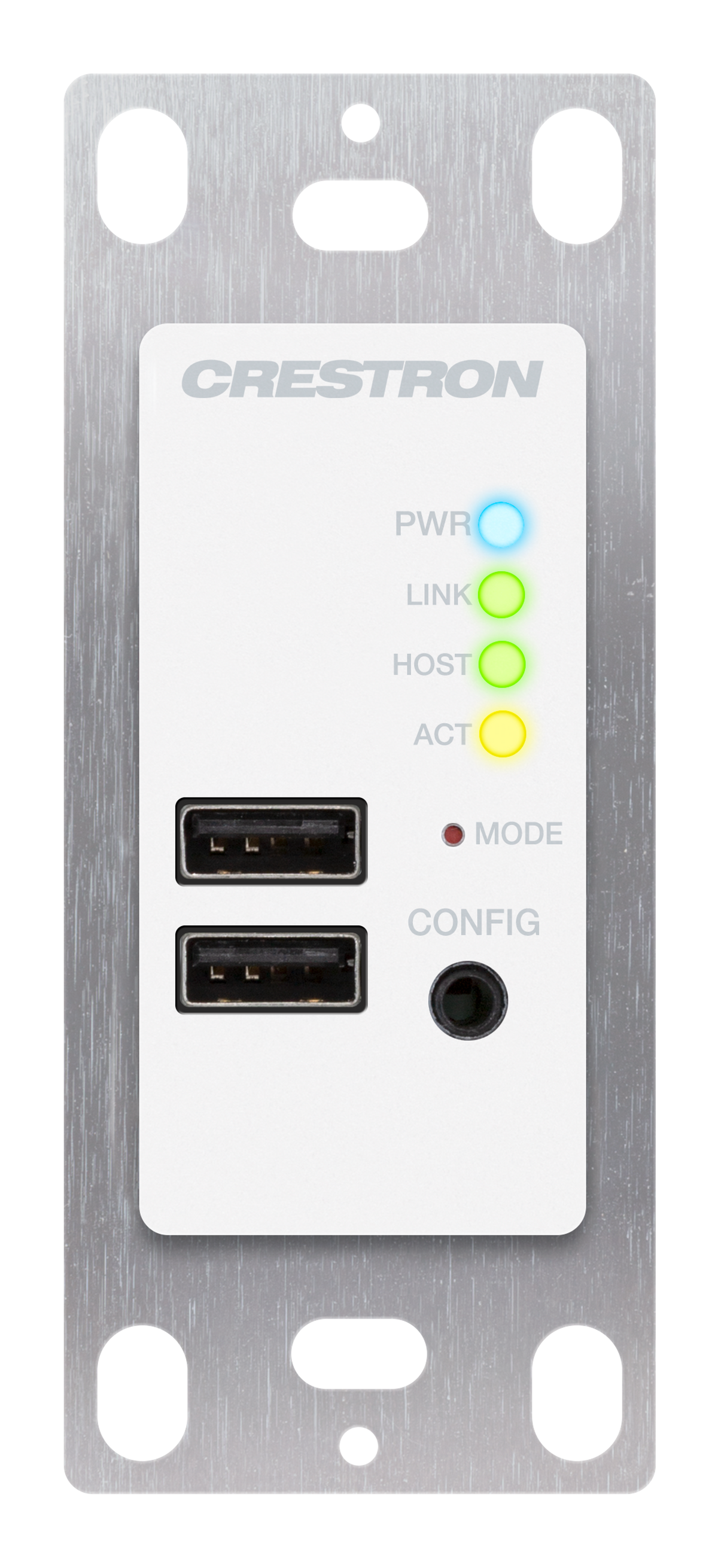 Crestron USB-EXT-2-REMOTE-1G-W - USB over Category Cable Extender Wall Plate, Remote, White