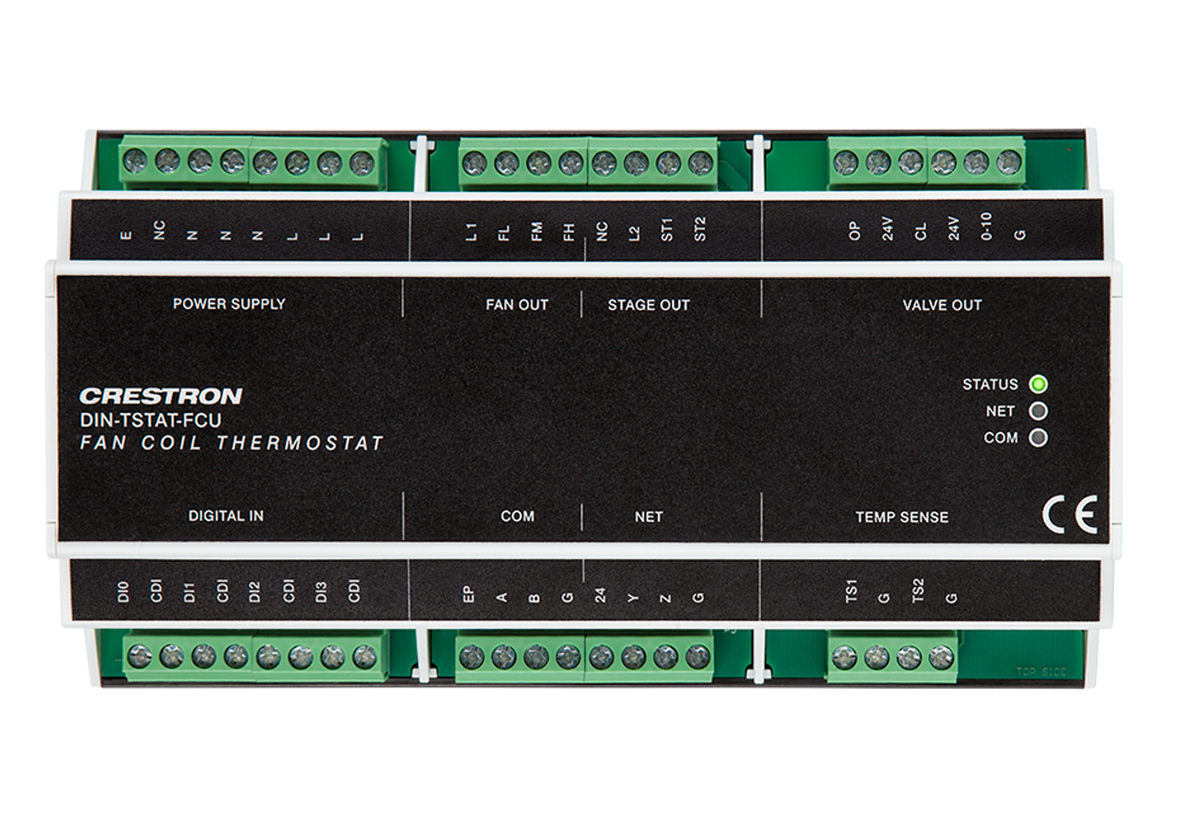 Crestron DIN-TSTAT-FCU - DIN Rail Heating & Cooling Fan-Coil Thermostat