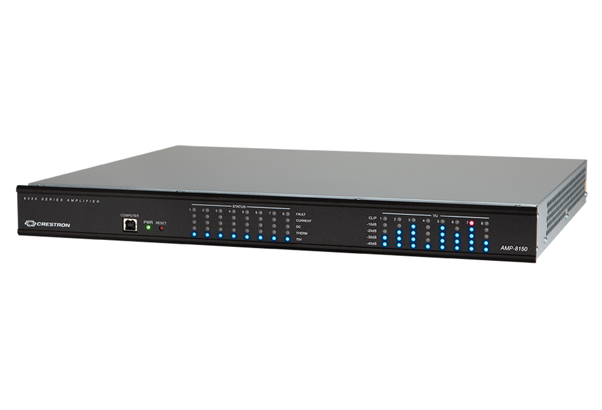 Crestron AMPI-8150 - 8-Channel Power Amplifier, 150W/Ch., 4/8 Ohm or 100V, International, 220-240V