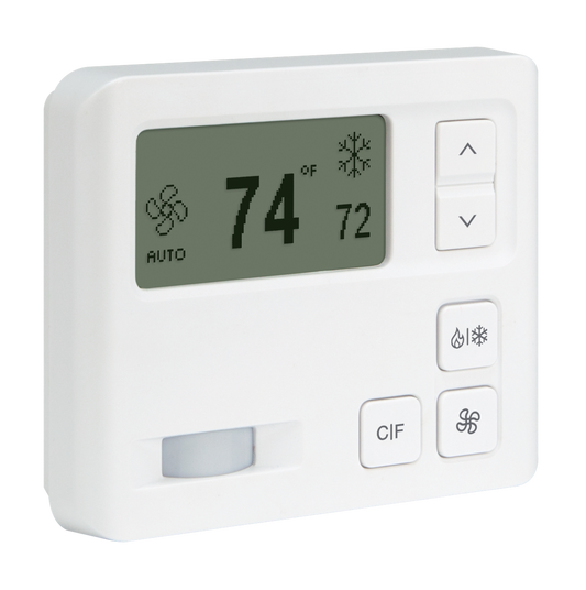 Crestron CHV-THSTAT-PIR-10-W-T - Heating/Cooling Thermostat, 0-10V or Relay Control, with Occupancy Sensor, White Textured