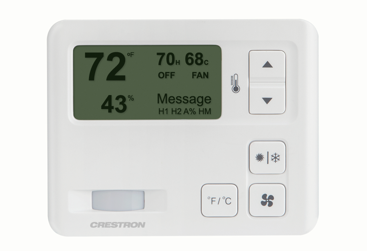Crestron CHV-TSTAT-FCU-PIR-10-W-T - 0-10V Heating/Cooling Fan-Coil Thermostat, White Textured