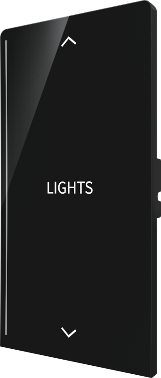 Crestron CM2-BTN-RKR-B-S ENGRAVED - Cameo® 2 Backlit Engravable Pushbutton, Rocker, Black Smooth, Custom Engraved
