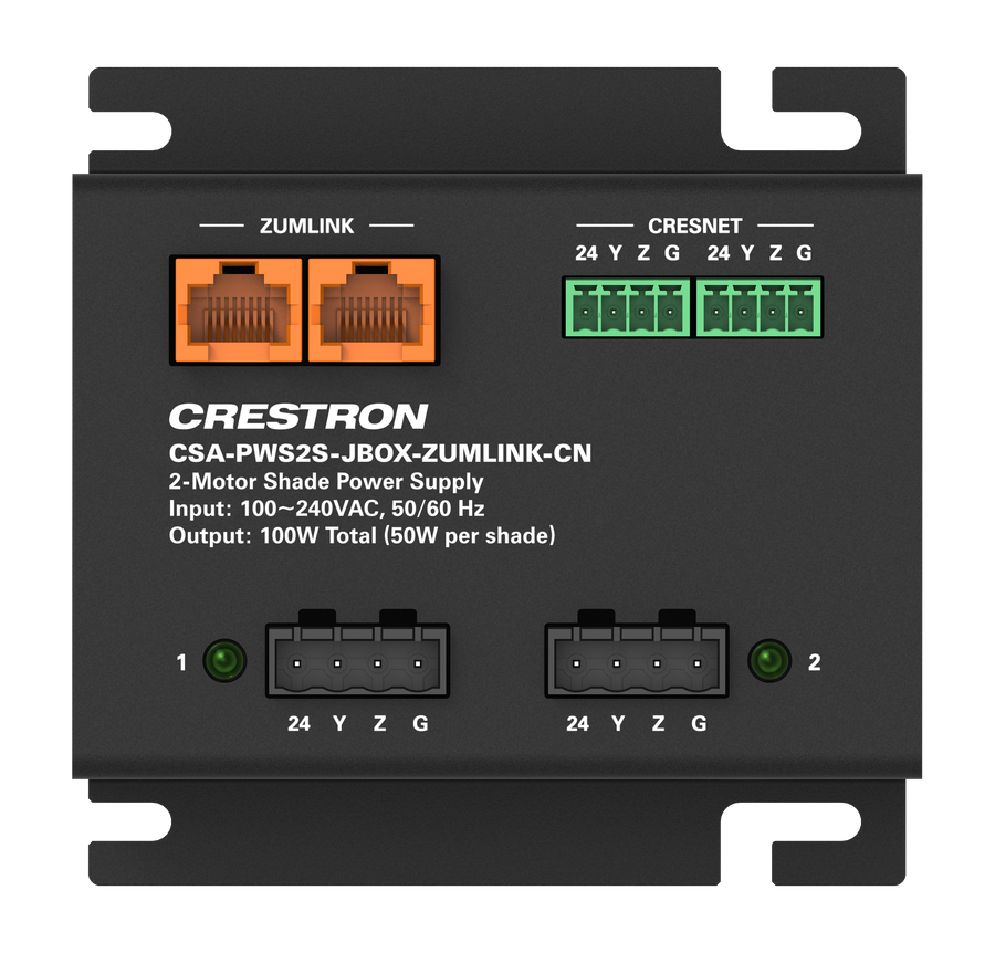 Crestron CSA-PWS2S-JBOX-ZUMLINK-CN - Two-Motor J-Box Mounted Power Supply for Motorized Shading Solutions