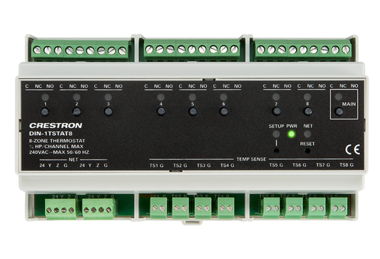 Crestron DIN-1TSTAT8 - 8-Zone Radiant Heat Thermostat, DIN Rail Mount