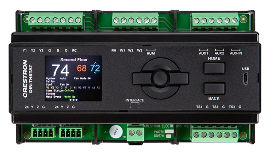 Crestron DIN-THSTAT - Heating, Cooling, and Relative Humidity Thermostat, DIN Rail Mount