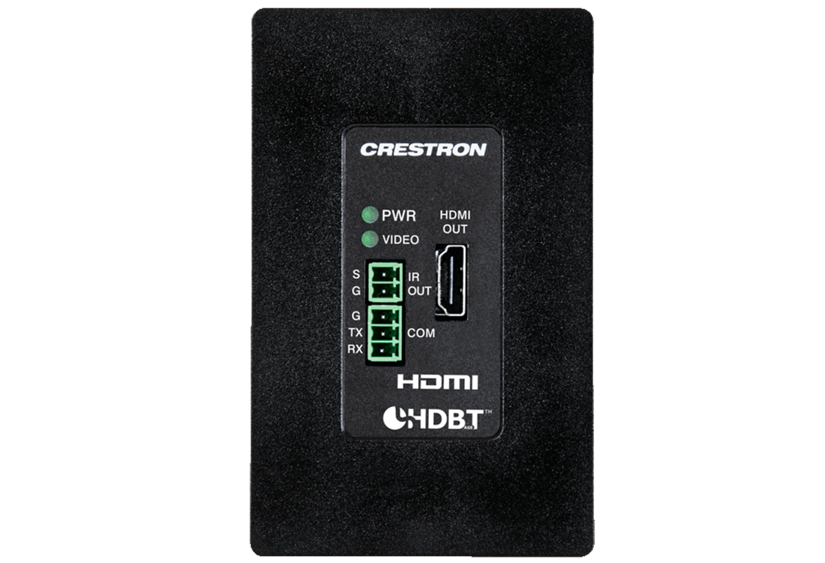 Crestron DM-RMC-4K-100-C-1G-B-T - Wall Plate 4K DigitalMedia 8G+® Receiver & Room Controller 100, Black Textured