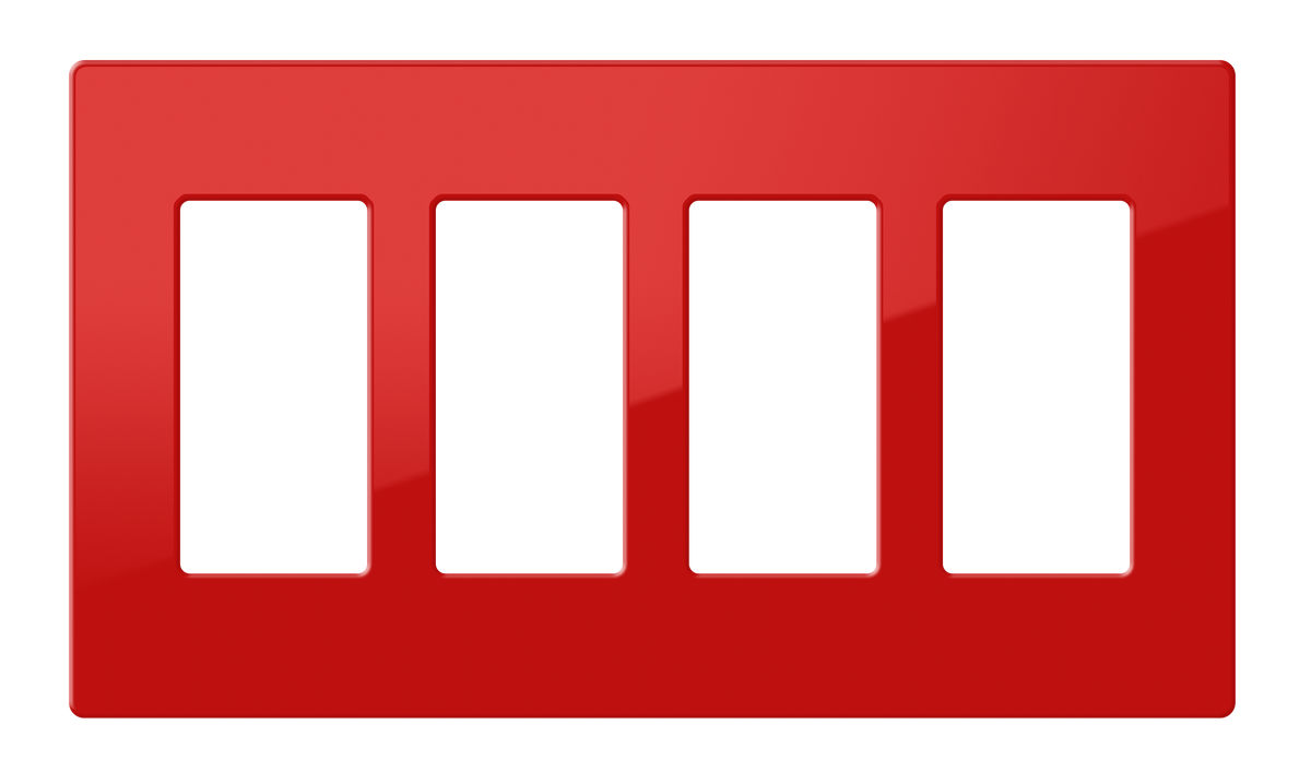 Crestron FP-G4-RED-S - Decorator Style Faceplate, 4-Gang, Red Smooth