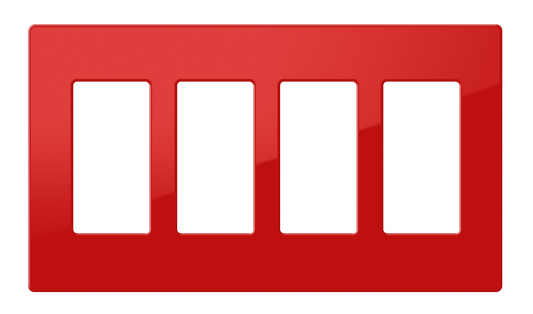 Crestron FP-G4-RED-S - Decorator Style Faceplate, 4-Gang, Red Smooth