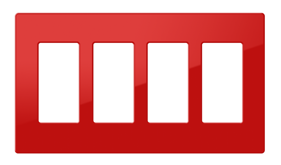 Crestron FP-G4-RED-S - Decorator Style Faceplate, 4-Gang, Red Smooth