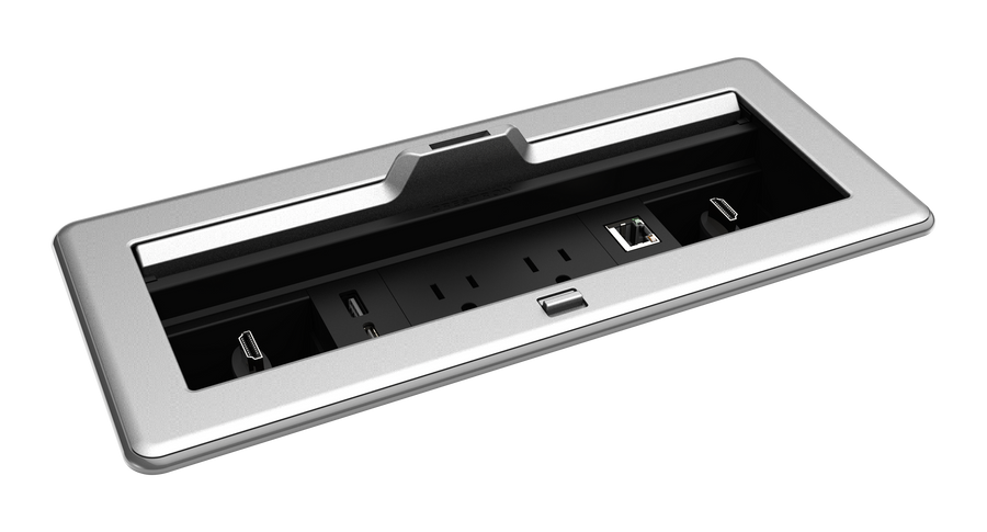 Crestron FT2-1200-ELEC-PTL-AL - FlipTop™ FT2 Series Cable Management System, 1200 Size, Electrical, Pass-Through Lid, Alloy