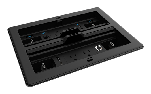 Crestron FT2-1400-ELEC-PTL-B - FlipTop™ FT2 Series Cable Management System, 1400 Size, Electrical, Pass-Through Lid, Black