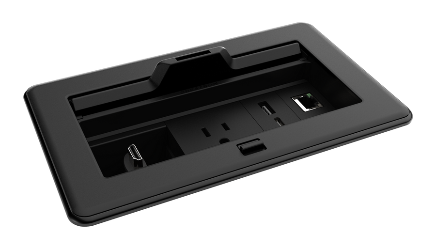 Crestron FT2-202-ELEC-PTL-B - FlipTop™ FT2 Series Cable Management System, 202 Size, Electrical, Pass-Through Lid, Black