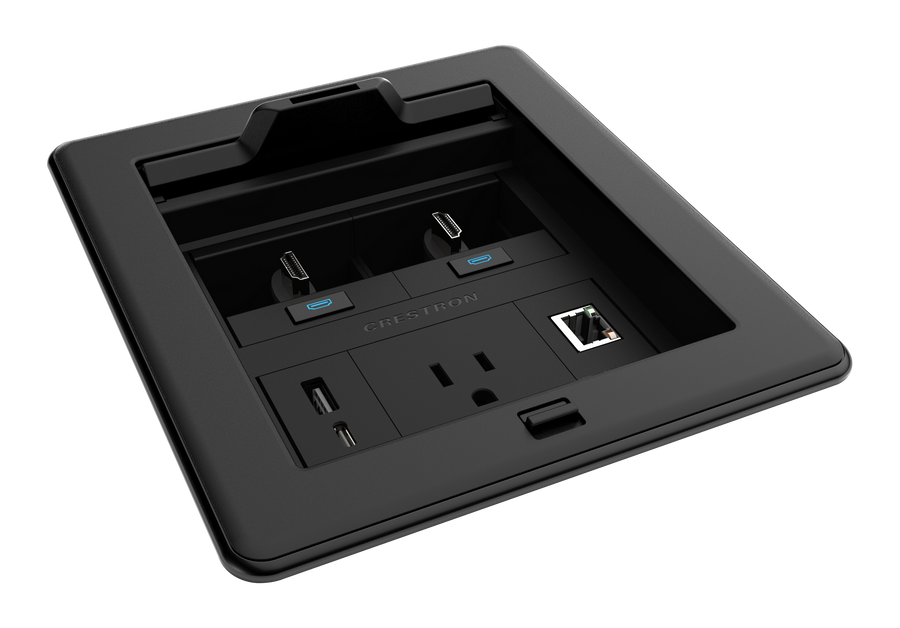 Crestron FT2-500-ELEC-PTL-B - FlipTop™ FT2 Series Cable Management System, 500 Size, Electrical, Pass-Through Lid, Black