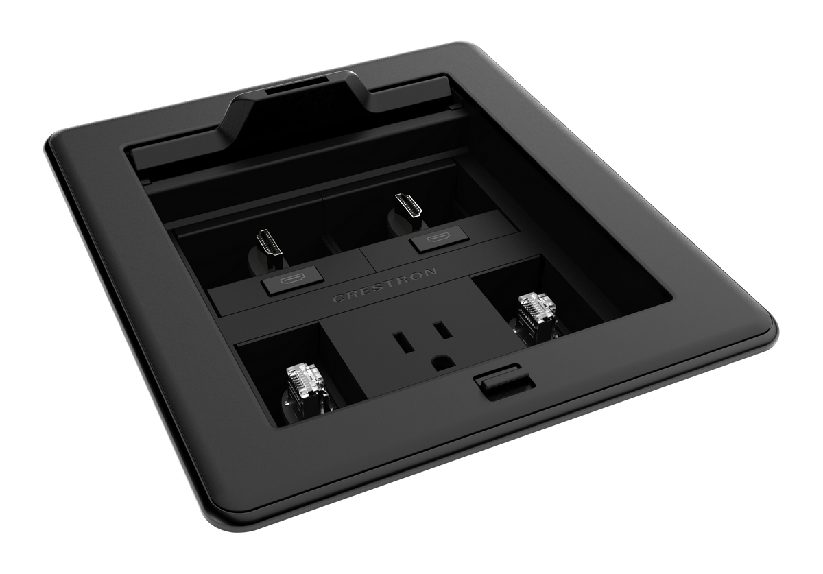 Crestron FT2-500-MECH-PTL-B - FlipTop™ FT2 Series Cable Management System, 500 Size, Mechanical, Pass-Through Lid, Black
