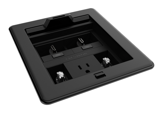 Crestron FT2-500-MECH-PTL-B - FlipTop™ FT2 Series Cable Management System, 500 Size, Mechanical, Pass-Through Lid, Black
