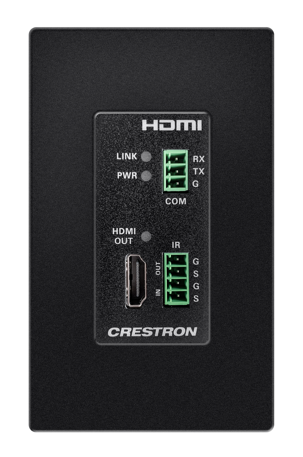 Crestron HD-RXC-4KZ-101-1G-B - DM® Essentials 4K60 4:4:4 Receiver for HDMI®, RS-232, and IR Signal Extension over CATx Cable, Wall Plate, Black
