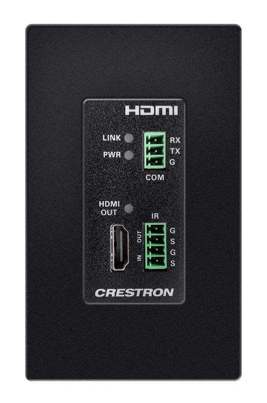 Crestron HD-RXC-4KZ-101-1G-B - DM® Essentials 4K60 4:4:4 Receiver for HDMI®, RS-232, and IR Signal Extension over CATx Cable, Wall Plate, Black