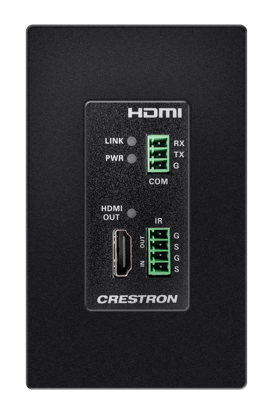 Crestron HD-RXC-4KZ-101-1G-B - DM® Essentials 4K60 4:4:4 Receiver for HDMI®, RS-232, and IR Signal Extension over CATx Cable, Wall Plate, Black