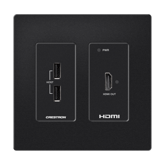 Crestron HD-RXU-4KZ-101-2G-B - DM® Essentials 4K60 4:4:4 Receiver for HDMI® and USB 2.0 Signal Extension over CATx Cable, Wall Plate, Black