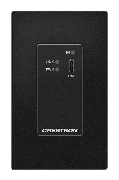 Crestron HD-TX-4KZ-111-1G-B - DM® Essentials 4K60 4:4:4 Transmitter for USB-C® DisplayPort™ Signal Extension over CATx Cable, Wall Plate, Black