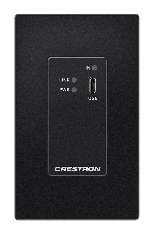 Crestron HD-TX-4KZ-111-1G-B - DM® Essentials 4K60 4:4:4 Transmitter for USB-C® DisplayPort™ Signal Extension over CATx Cable, Wall Plate, Black