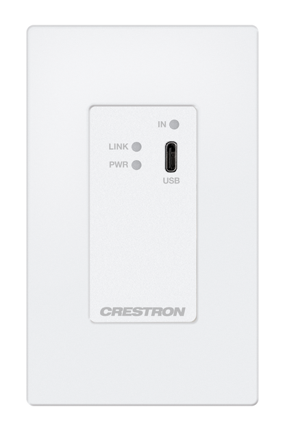 Crestron HD-TX-4KZ-111-1G-W - DM® Essentials 4K60 4:4:4 Transmitter for USB-C® DisplayPort™ Signal Extension over CATx Cable, Wall Plate, White