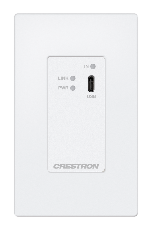 Crestron HD-TX-4KZ-111-1G-W - DM® Essentials 4K60 4:4:4 Transmitter for USB-C® DisplayPort™ Signal Extension over CATx Cable, Wall Plate, White