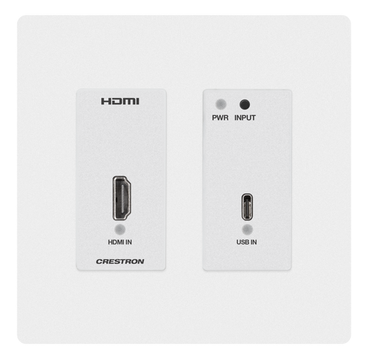 Crestron HD-TX-4KZ-211-2G-W - DM® Essentials 4K60 4:4:4 Transmitter and 2x1 Auto-Switcher for HDMI® and USB-C® DisplayPort™ Signal Extension over CATx Cable, Wall Plate, White