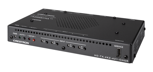 Crestron HD-TX-4KZ-421-CHGR - DM® Essentials 4K60 4:4:4 Transmitter and 4x1 Auto-Switcher for HDMI® and USB-C® DisplayPort™ Signal Extension over CATx Cable