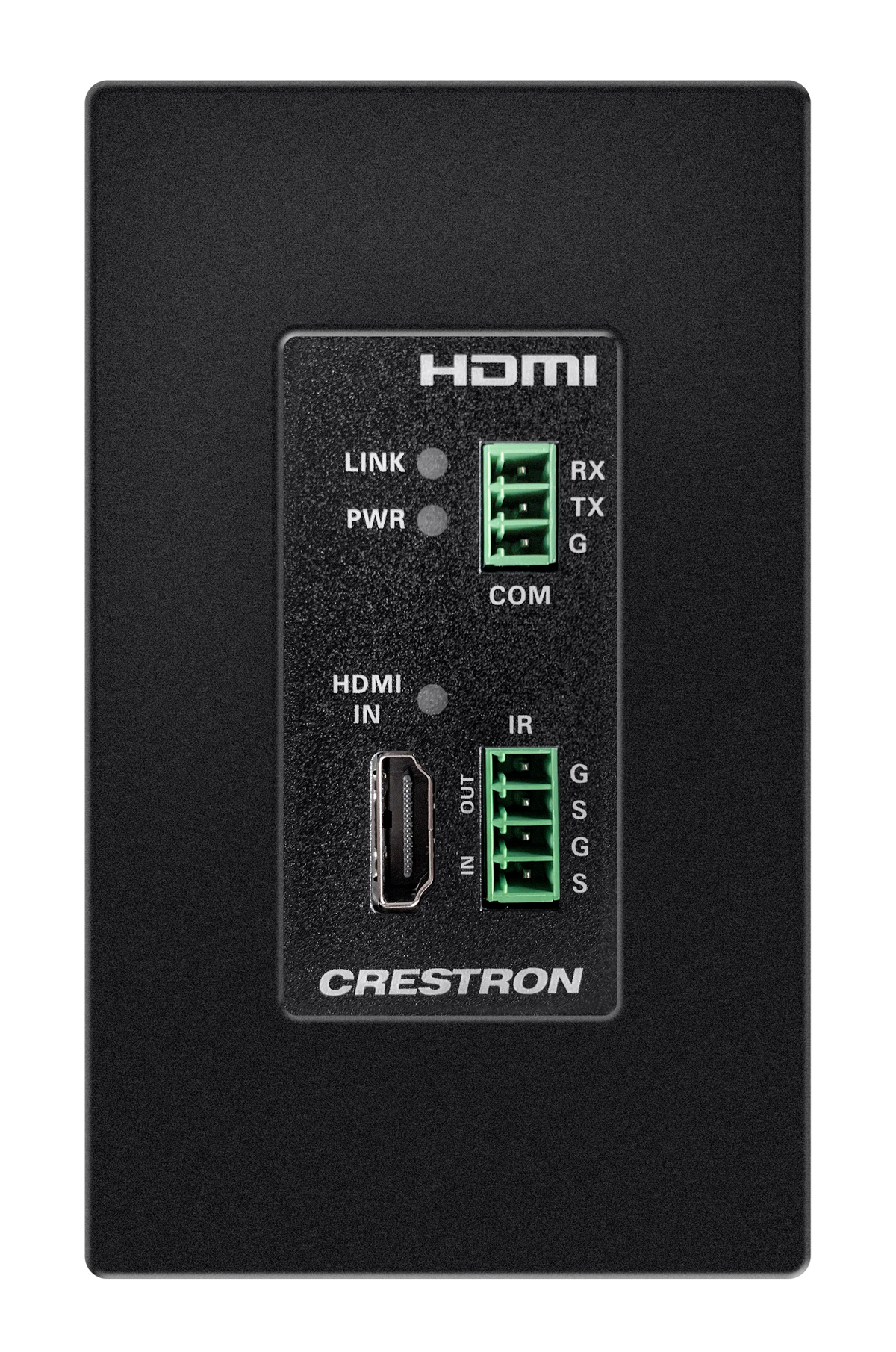 Crestron HD-TXC-4KZ-101-1G-B - DM® Essentials 4K60 4:4:4 Transmitter for HDMI®, RS‑232, and IR Signal Extension over CATx Cable, Wall Plate, Black