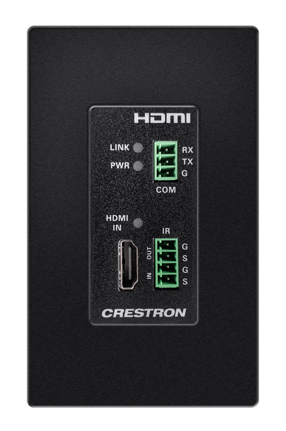 Crestron HD-TXC-4KZ-101-1G-B - DM® Essentials 4K60 4:4:4 Transmitter for HDMI®, RS‑232, and IR Signal Extension over CATx Cable, Wall Plate, Black