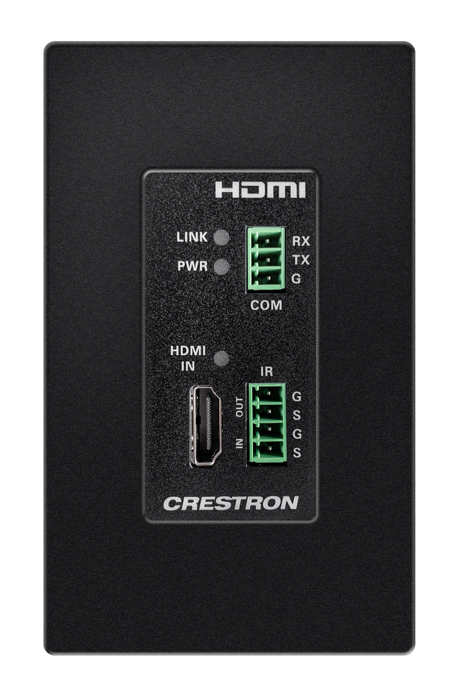Crestron HD-TXC-4KZ-101-1G-B - DM® Essentials 4K60 4:4:4 Transmitter for HDMI®, RS‑232, and IR Signal Extension over CATx Cable, Wall Plate, Black
