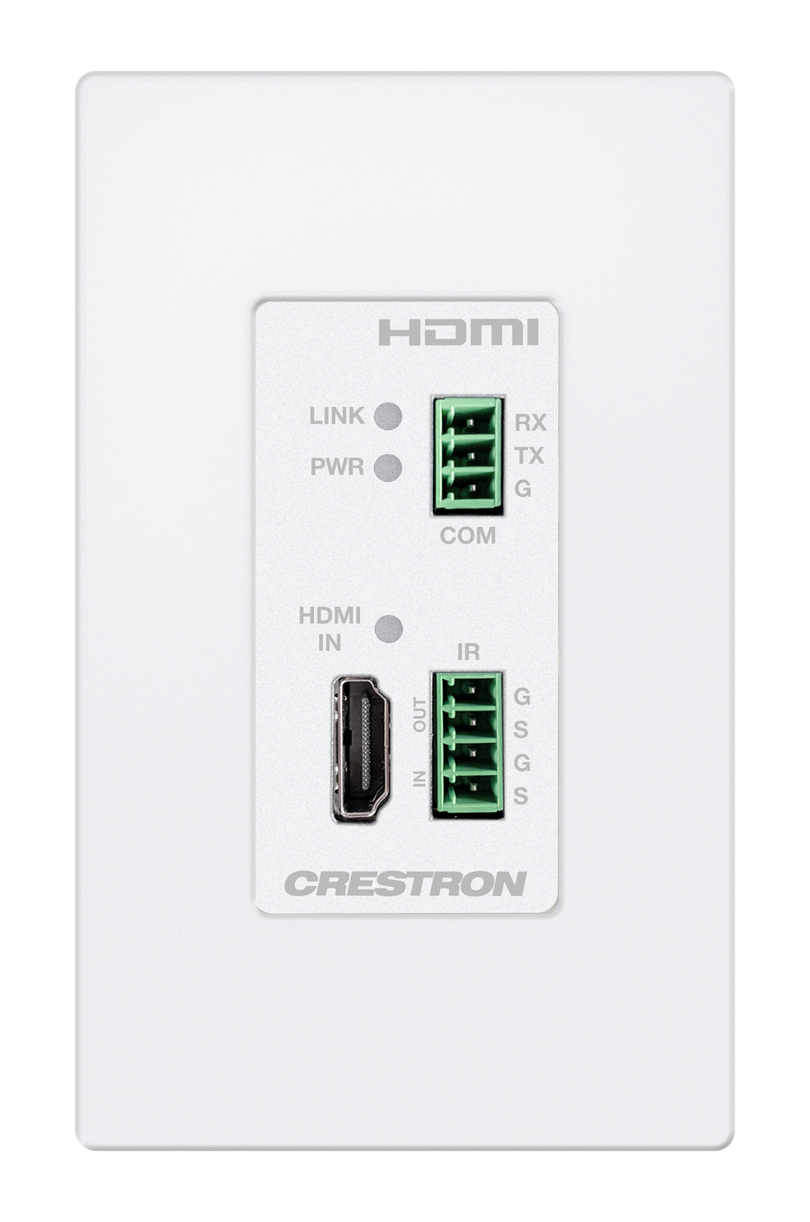 Crestron HD-TXC-4KZ-101-1G-W - DM® Essentials 4K60 4:4:4 Transmitter for HDMI®, RS‑232, and IR Signal Extension over CATx Cable, Wall Plate, White