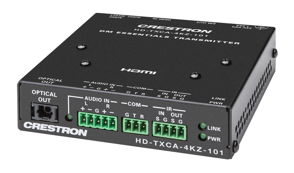 Crestron HD-TXCA-4KZ-101 - DM® Essentials 4K60 4:4:4 Transmitter for HDMI®, RS-232, IR, and Analog Audio Signal Extension over CATx Cable