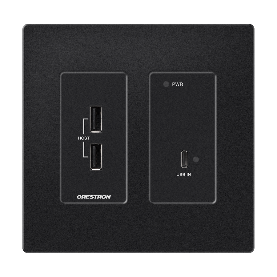 Crestron HD-TXU-4KZ-111-2G-B - DM® Essentials 4K60 4:4:4 Transmitter for USB‑C® DisplayPort™ and USB 2.0 Signal Extension over CATx Cable, Wall Plate, Black