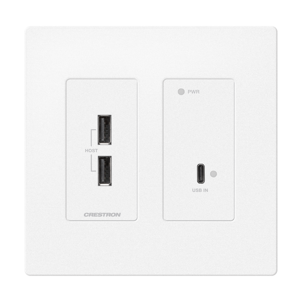 Crestron HD-TXU-4KZ-111-2G-W - DM® Essentials 4K60 4:4:4 Transmitter for USB‑C® DisplayPort™ and USB 2.0 Signal Extension over CATx Cable, Wall Plate, White