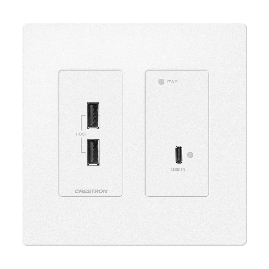 Crestron HD-TXU-4KZ-111-2G-W - DM® Essentials 4K60 4:4:4 Transmitter for USB‑C® DisplayPort™ and USB 2.0 Signal Extension over CATx Cable, Wall Plate, White