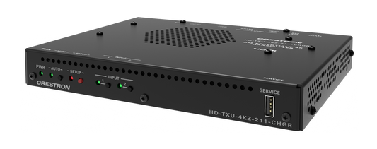 Crestron HD-TXU-4KZ-211-CHGR - DM® Essentials 4K60 4:4:4 Transmitter and 2x1 Auto-Switcher for HDMI®, USB-C® DisplayPort™, and USB 2.0 Signal Extension over CATx Cable with Device Charging