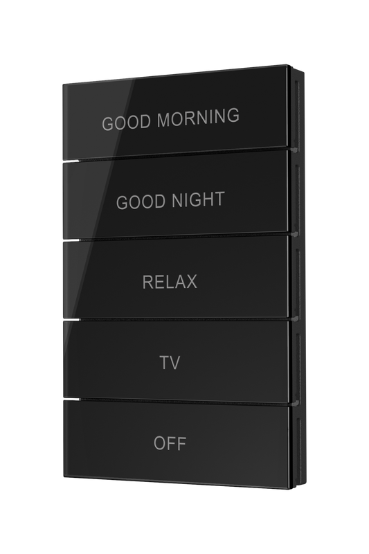 Crestron HZ2-BTNS-1-GLASS-B ENGRAVED - Horizon® 2 Button Assembly, Style 1, Custom Engraved, Black Glass