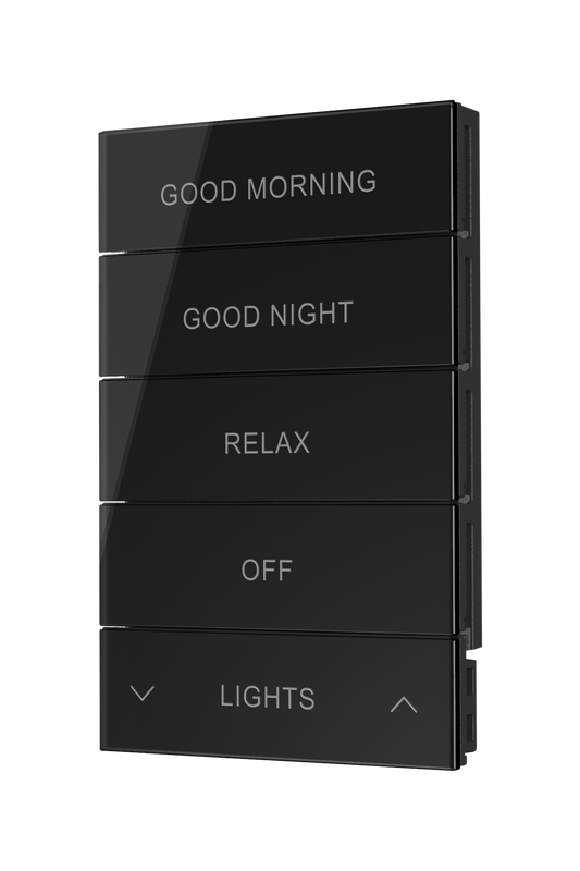 Crestron HZ2-BTNS-2-GLASS-B ENGRAVED - Horizon® 2 Button Assembly, Style 2, Custom Engraved, Black Glass