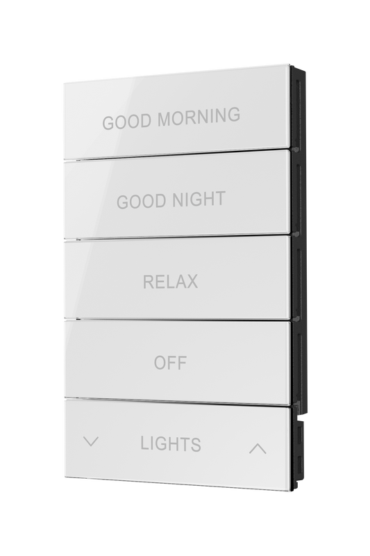 Crestron HZ2-BTNS-2-GLASS-W ENGRAVED - Horizon® 2 Button Assembly, Style 2, Custom Engraved, White Glass