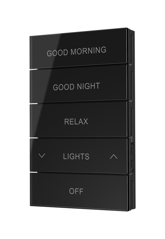 Crestron HZ2-BTNS-3-GLASS-B ENGRAVED - Horizon® 2 Button Assembly, Style 3, Custom Engraved, Black Glass