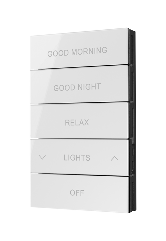 Crestron HZ2-BTNS-3-GLASS-W ENGRAVED - Horizon® 2 Button Assembly, Style 3, Custom Engraved, White Glass