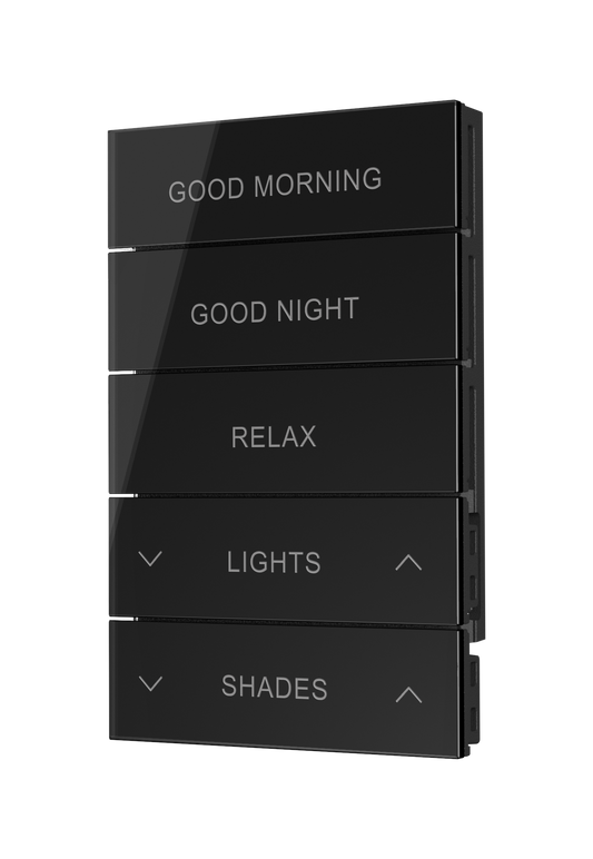 Crestron HZ2-BTNS-4-GLASS-B ENGRAVED - Horizon® 2 Button Assembly, Style 4, Custom Engraved, Black Glass