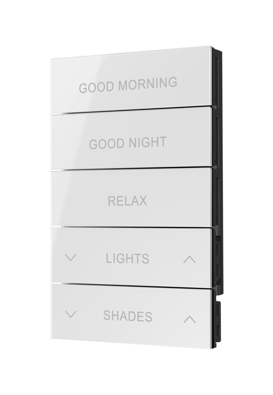 Crestron HZ2-BTNS-4-GLASS-W ENGRAVED - Horizon® 2 Button Assembly, Style 4, Custom Engraved, White Glass