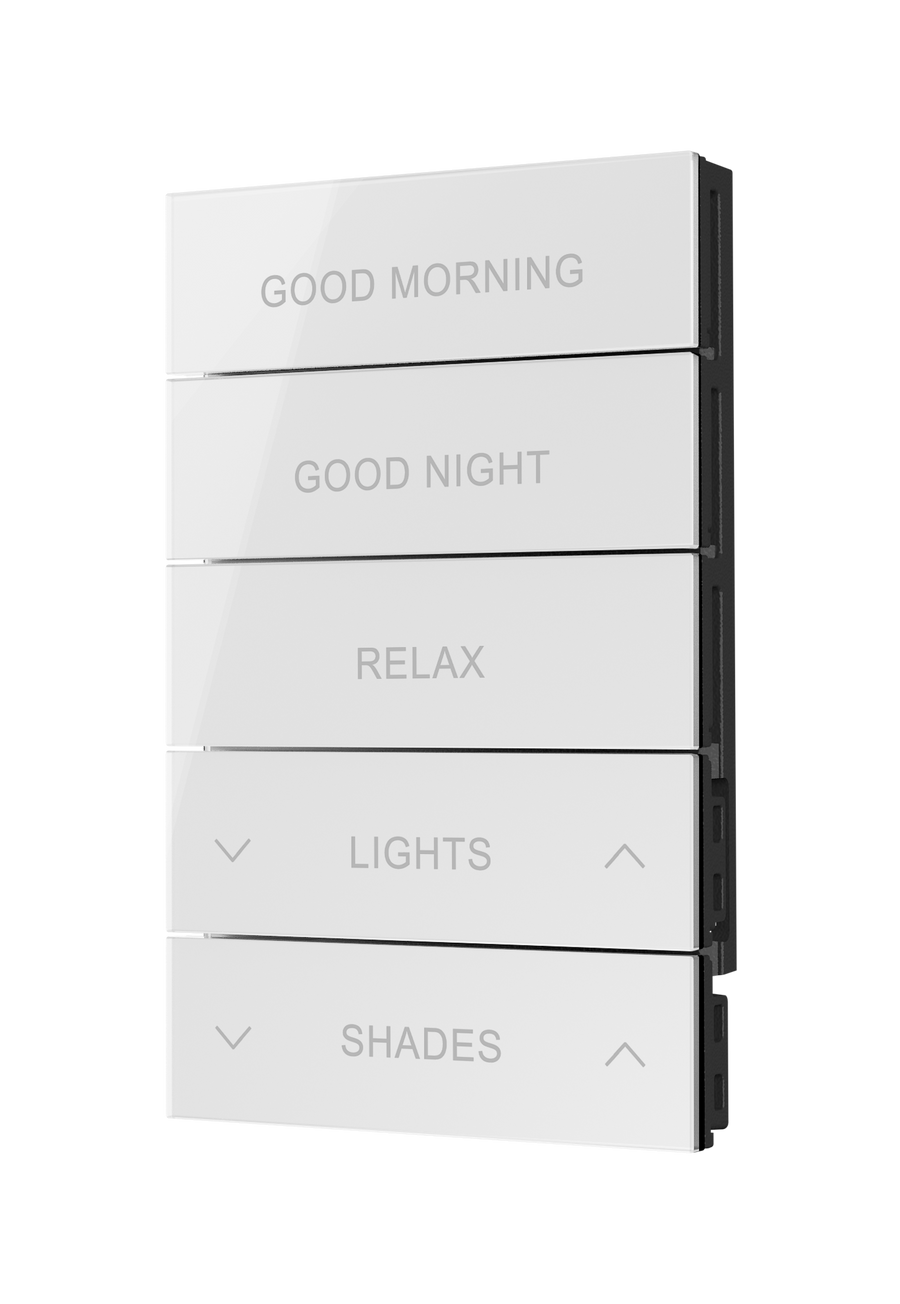 Crestron HZ2-BTNS-4-GLASS-W ENGRAVED - Horizon® 2 Button Assembly, Style 4, Custom Engraved, White Glass